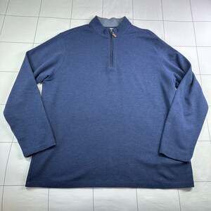 Mizzen+Main Sweater Mens XXL Blue Stanton Pullover 1/4 Zip Casual Cotton Stretch